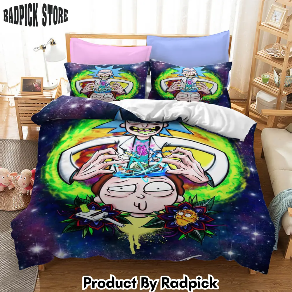Rick and morty cosplay bedding duvet cover halloween sheets bed sets  rp0423557